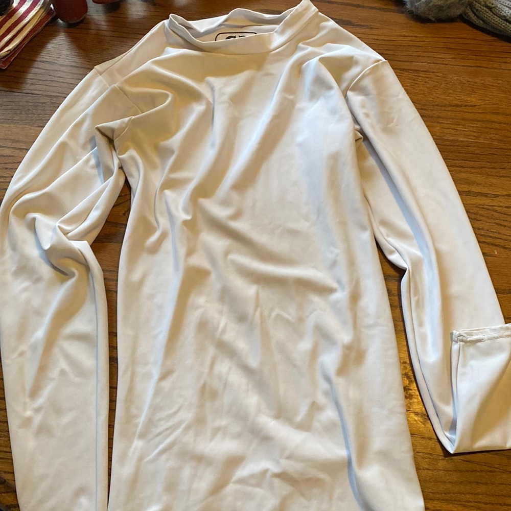 White athletic compression shirt